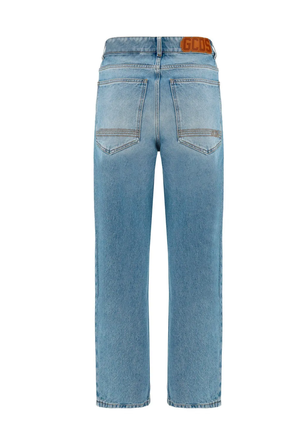 GCDS Logo Patch Straight Leg Jeans