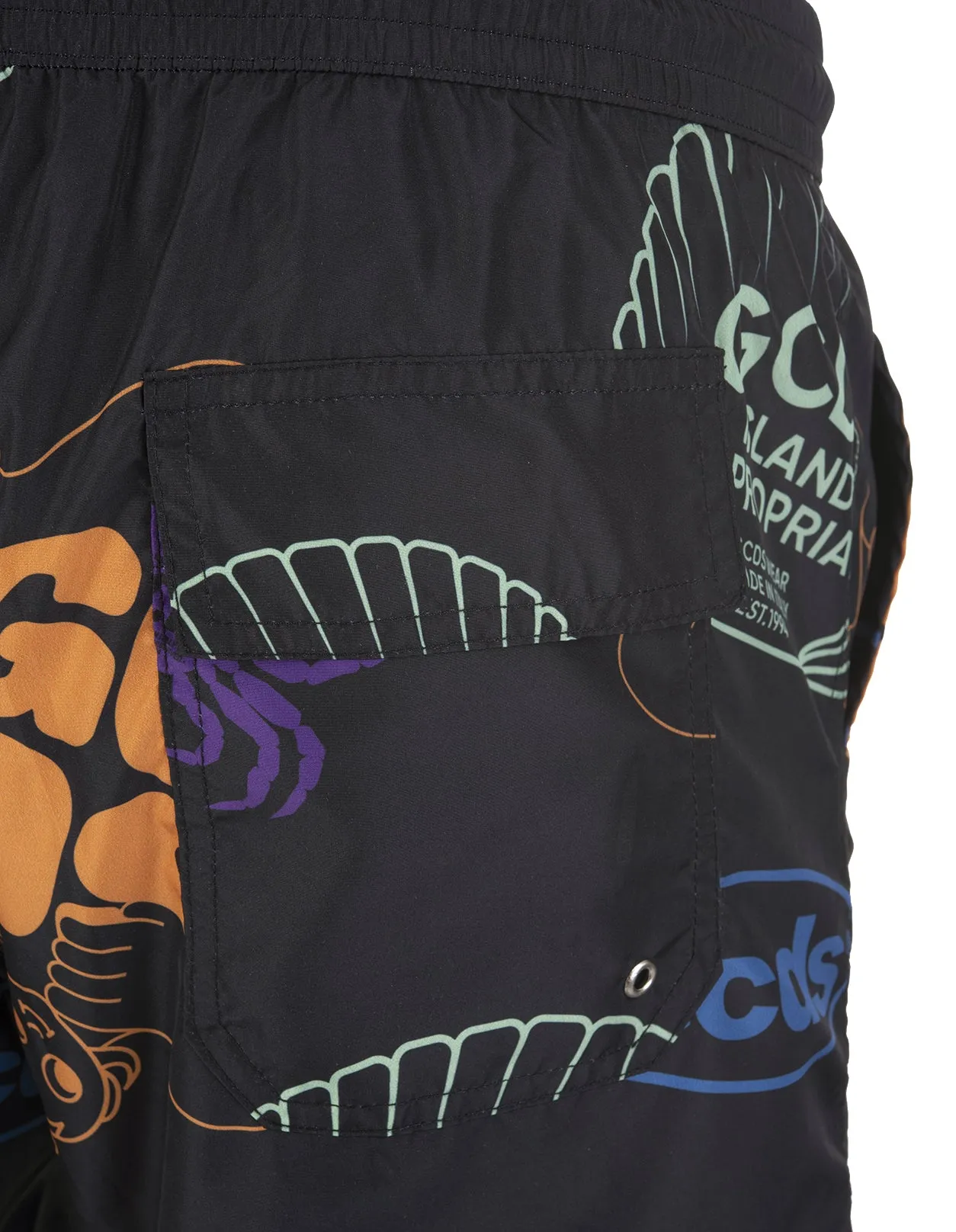 GCDS Logo Printed Drawstring Swim Shorts