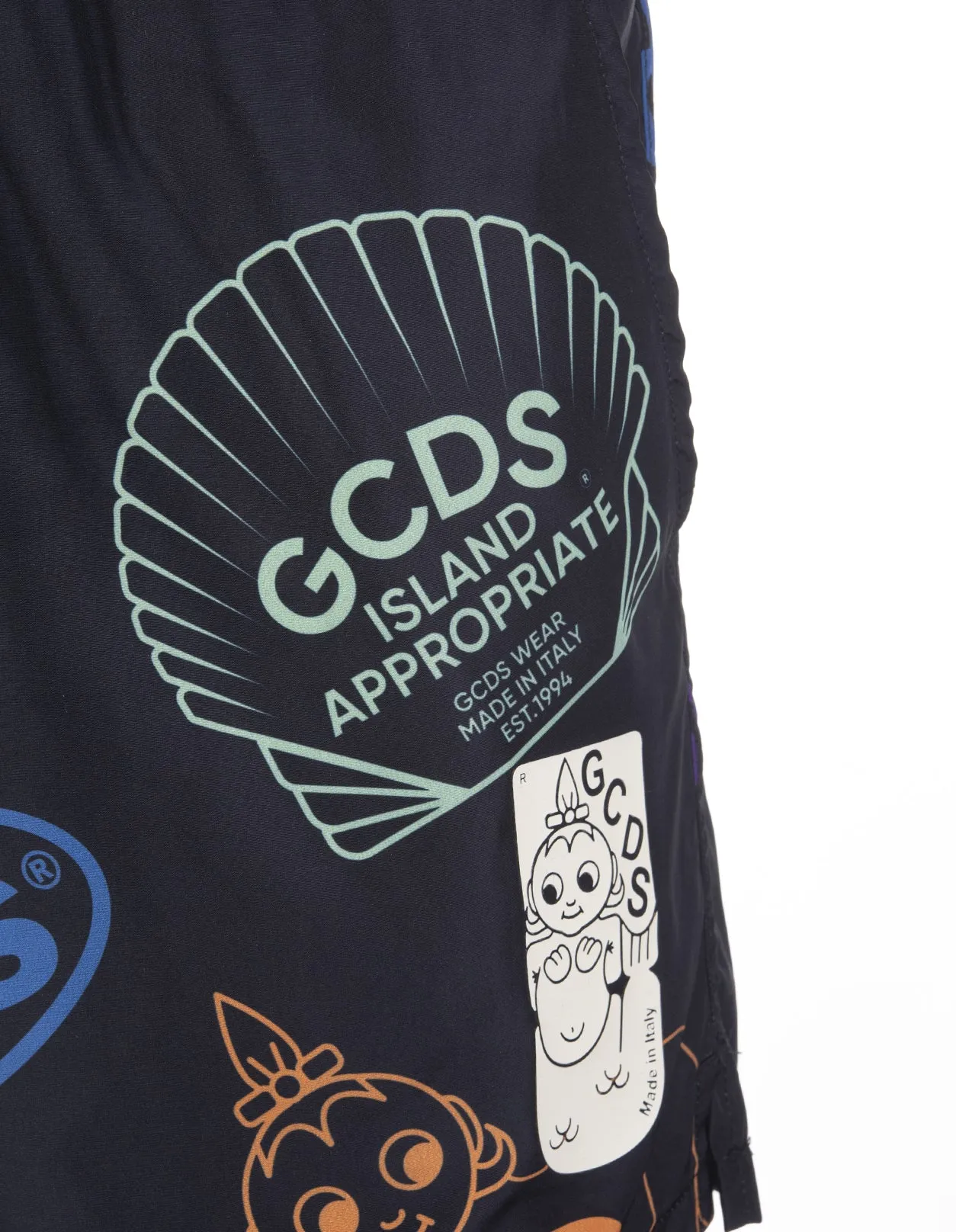GCDS Logo Printed Drawstring Swim Shorts