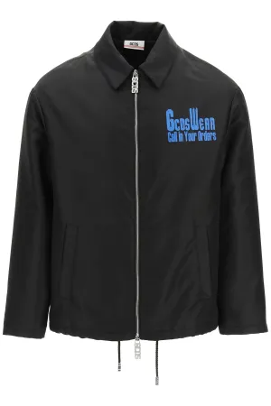 GCDS Slogan Print Zipped Jacket