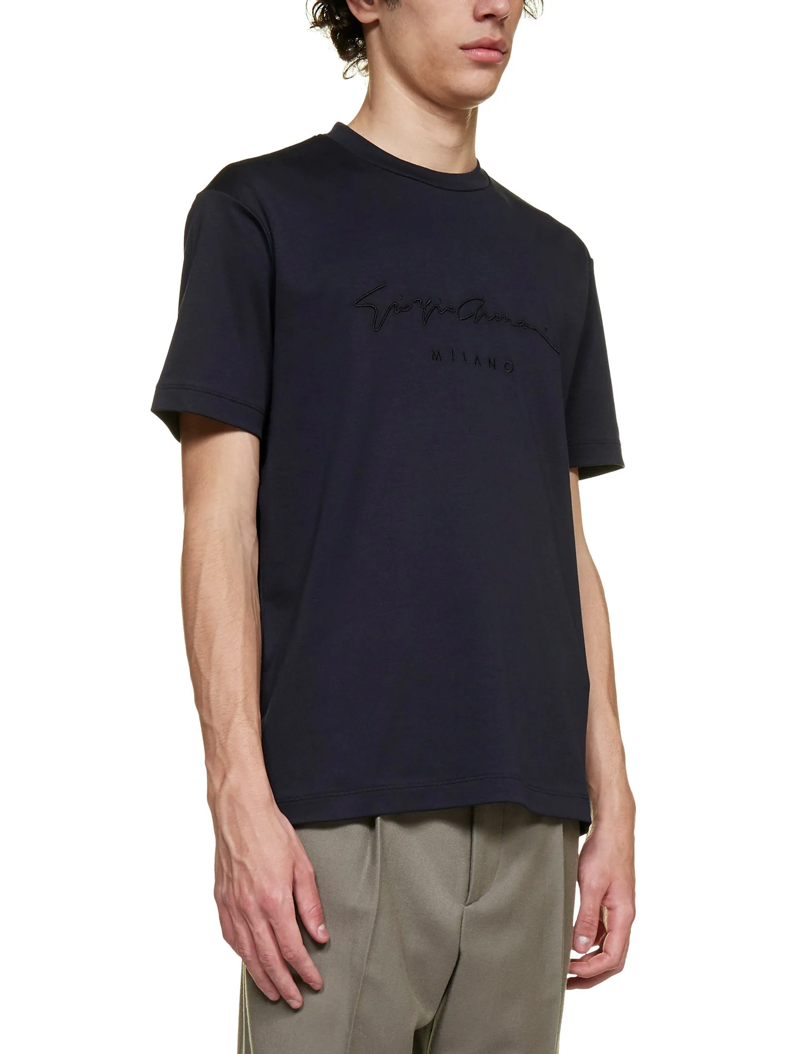 Giorgio Armani Logo Embroidered Crewneck T-Shirt