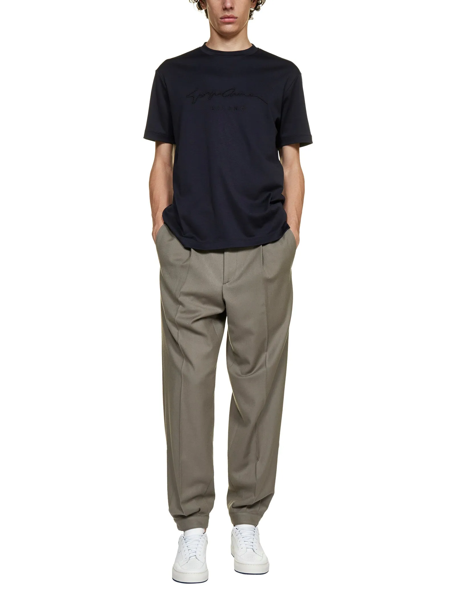 Giorgio Armani Logo Embroidered Crewneck T-Shirt