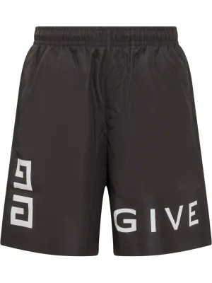 Givenchy Mid Rise Logo Printed Swim Shorts