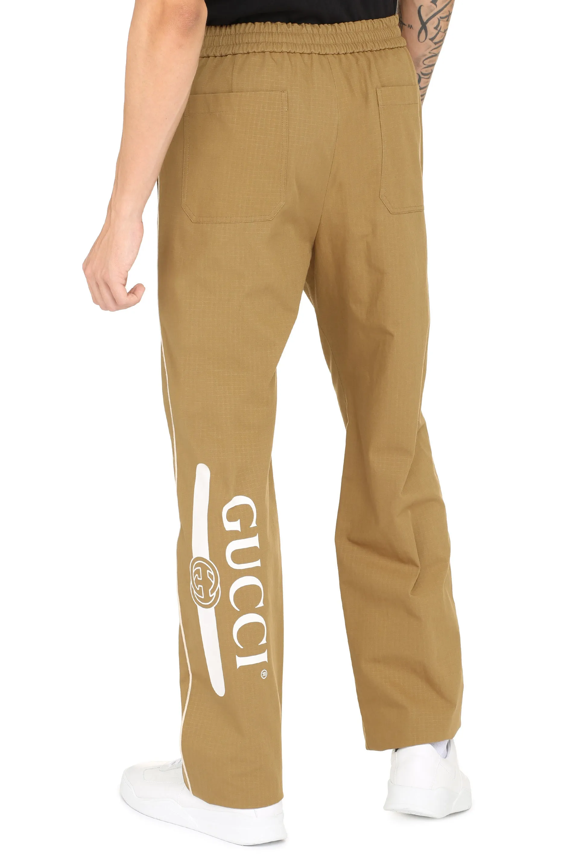Gucci Logo Print Straight-Leg Pants