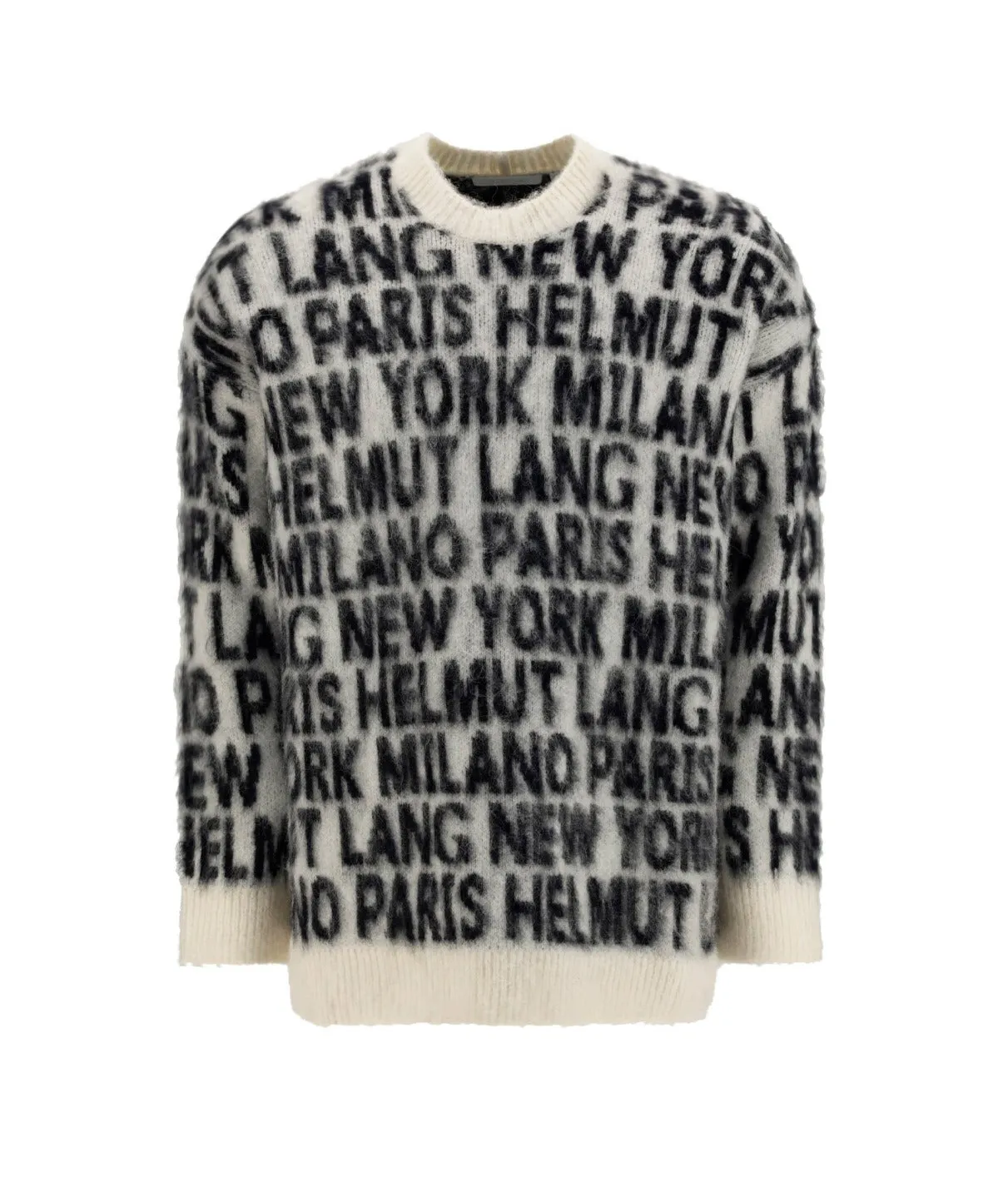 Helmut Lang Allover Logo Intarsia Crewneck Sweater