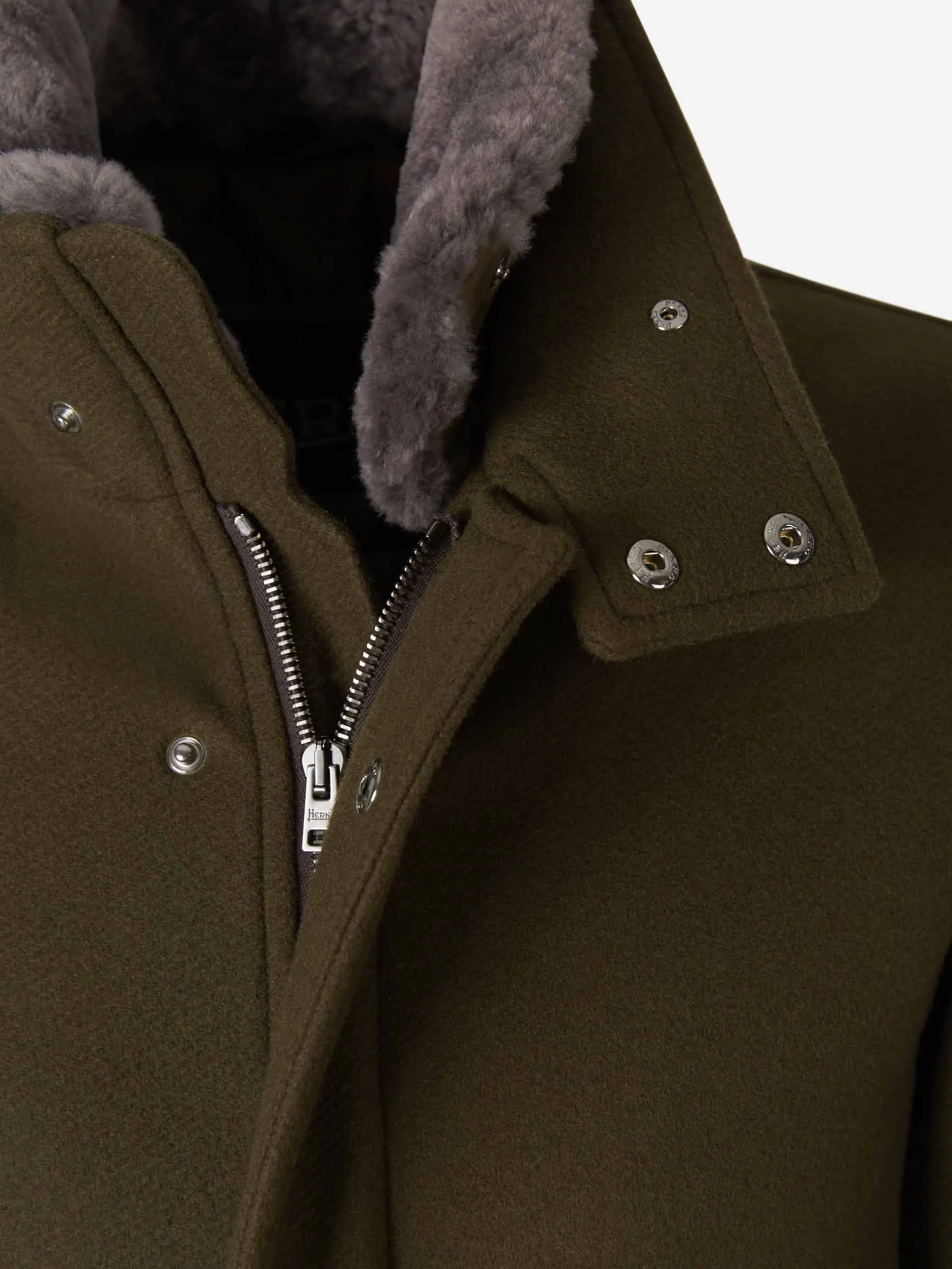 Herno High-Neck Fur Collared Coat