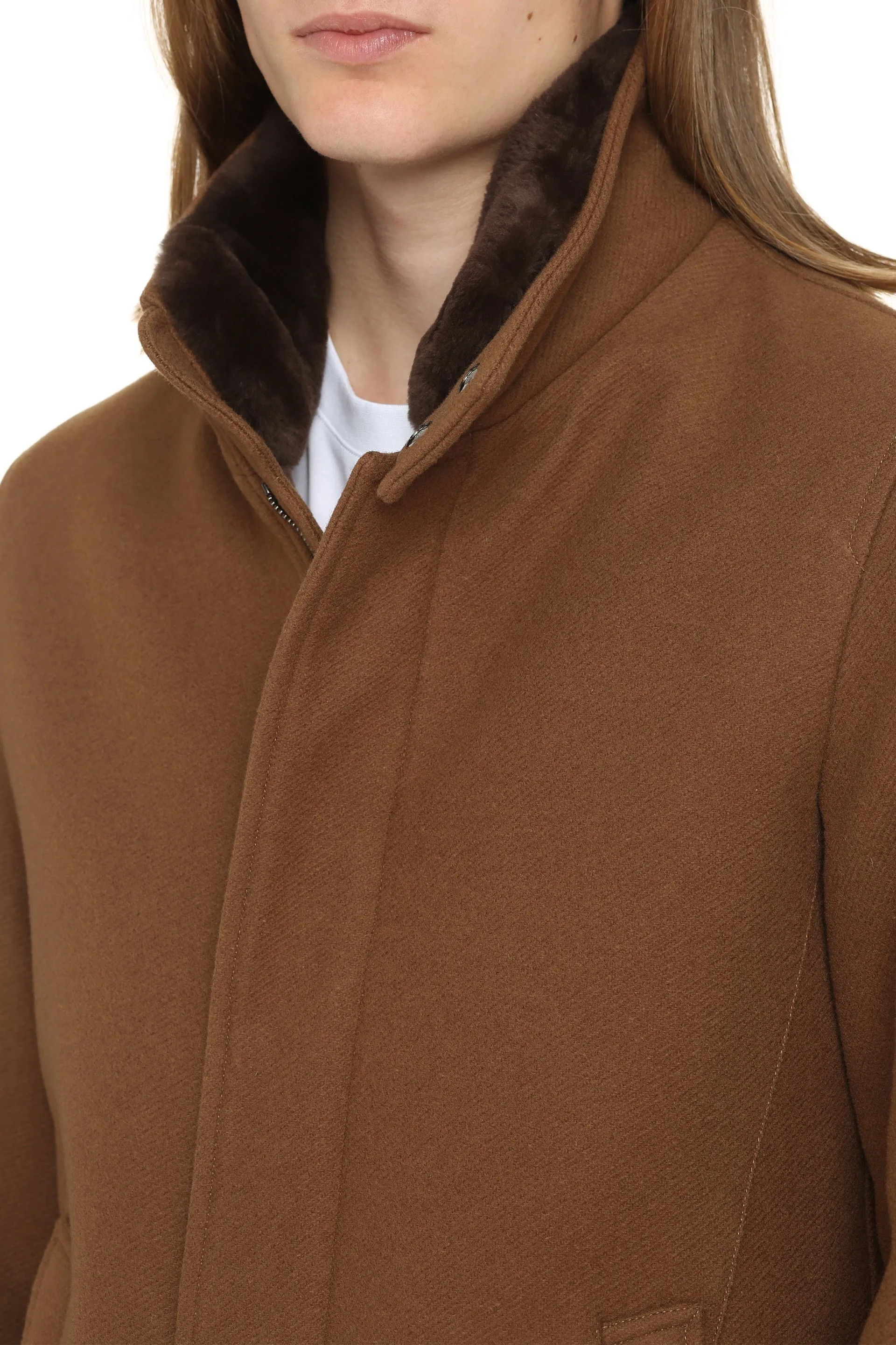 Herno High-Neck Fur Collared Coat