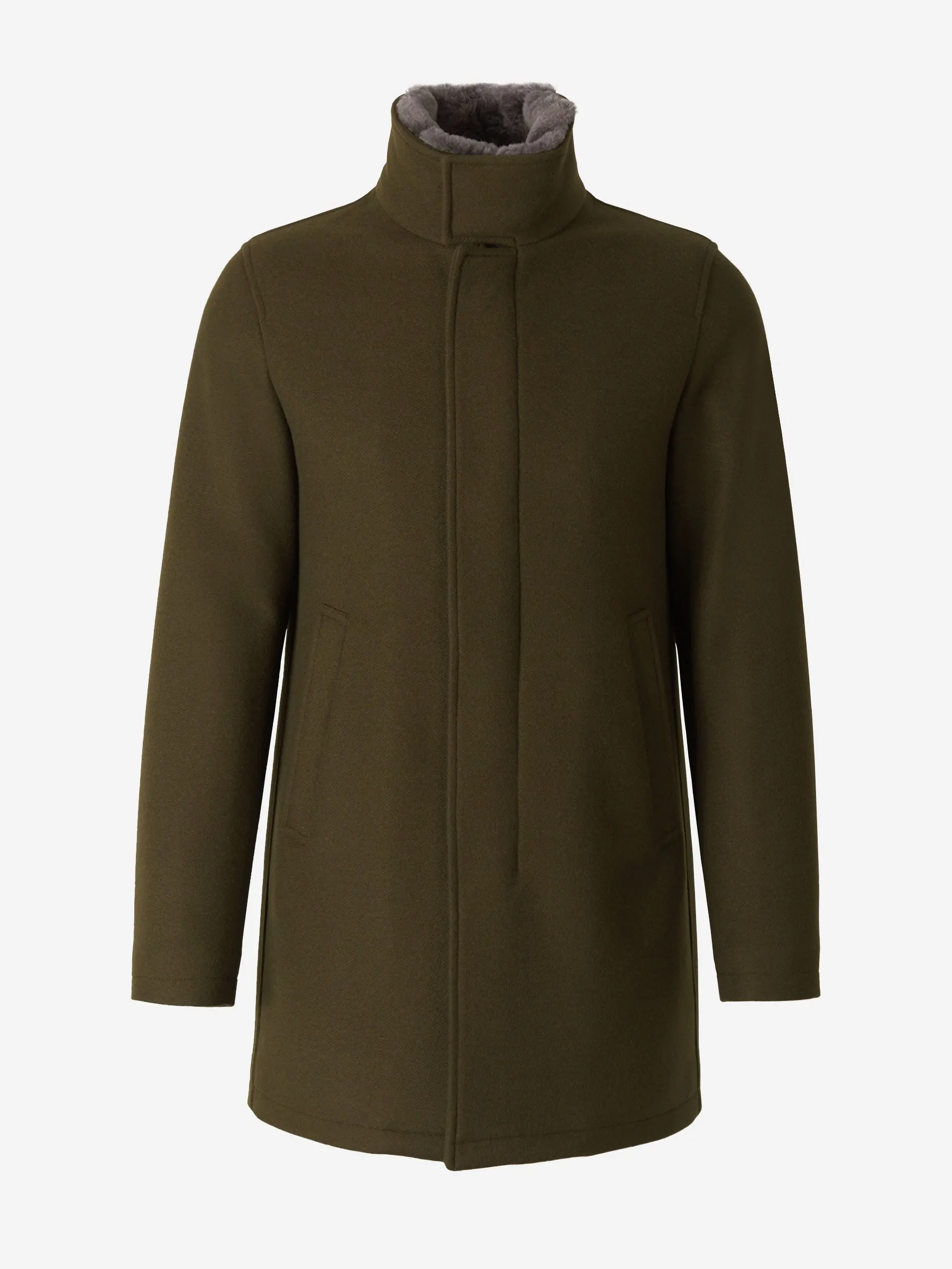 Herno High-Neck Fur Collared Coat