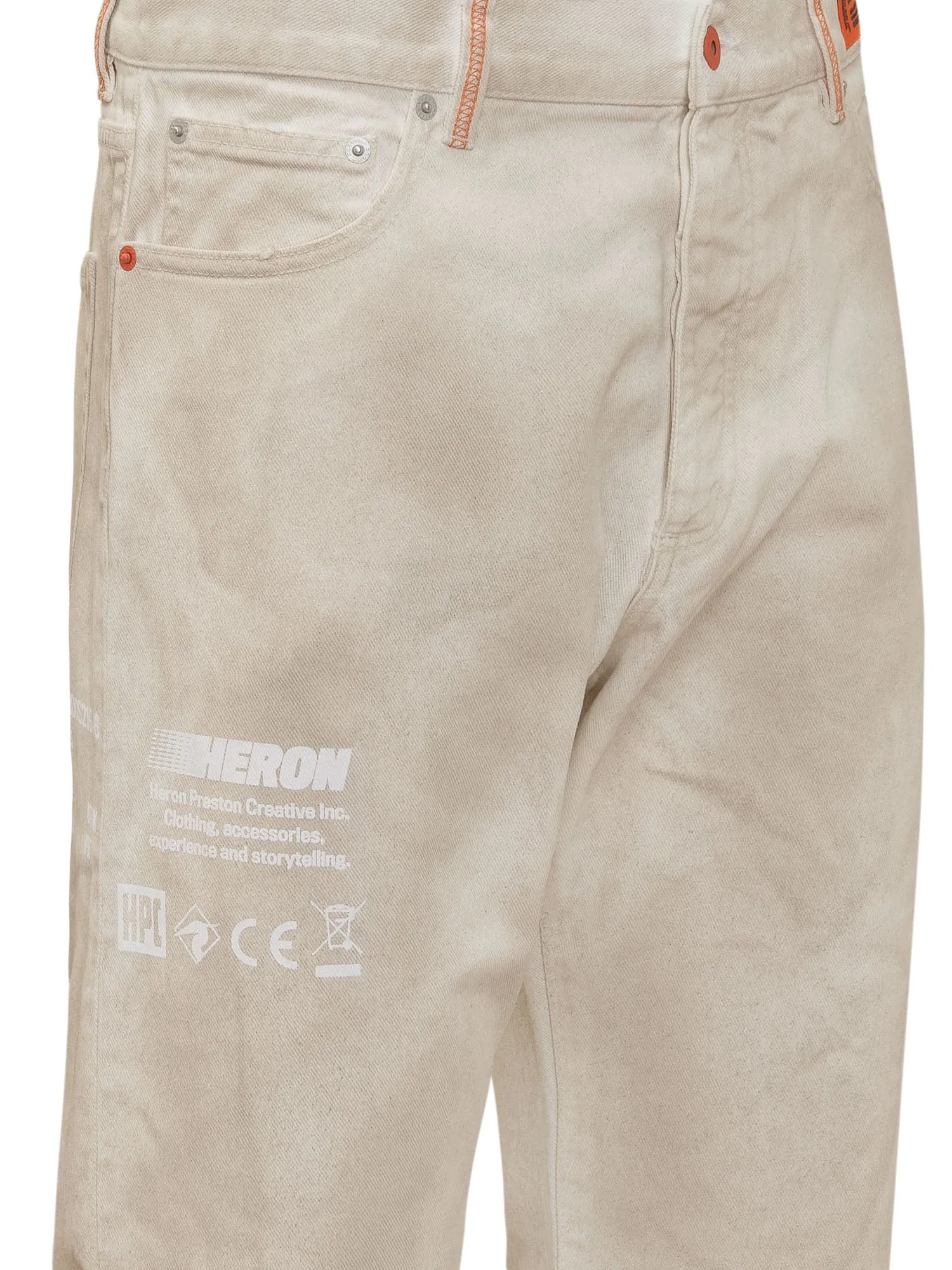 Heron Preston Logo Printed Distressed Jeans