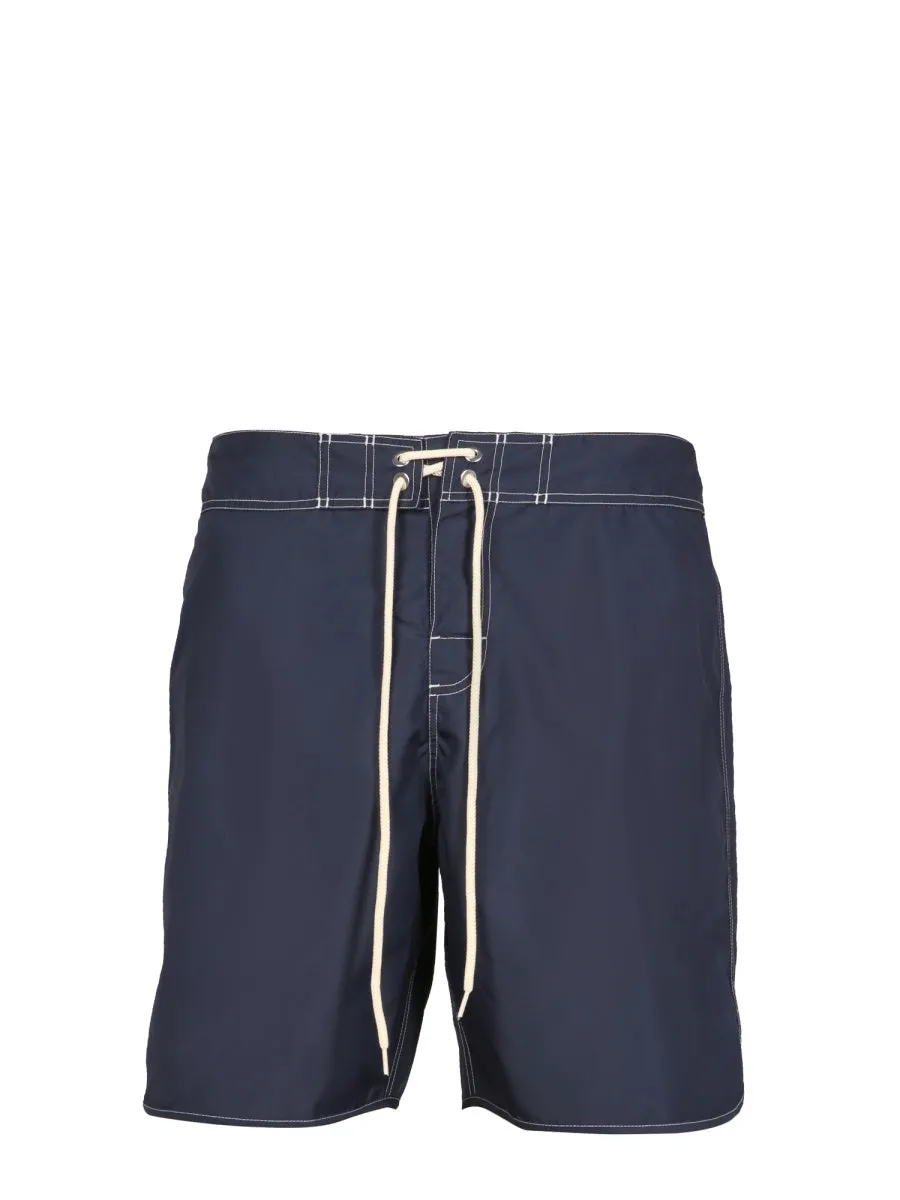 Jil Sander Stitch Detailed Drawstring Swim Shorts