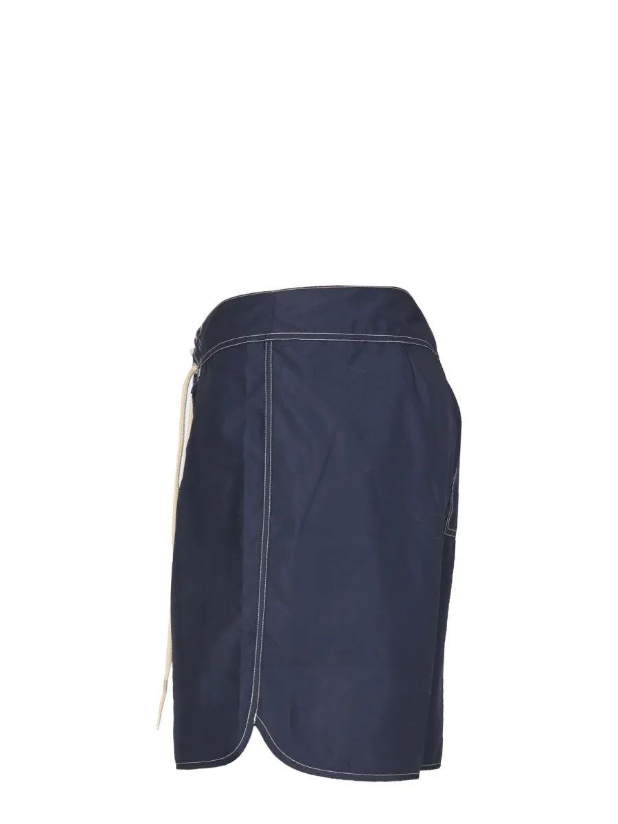 Jil Sander Stitch Detailed Drawstring Swim Shorts