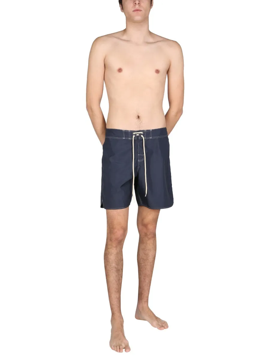 Jil Sander Stitch Detailed Drawstring Swim Shorts