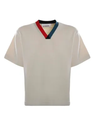 Jil Sander V-Neck Short Sleeved Knitted T-Shirt