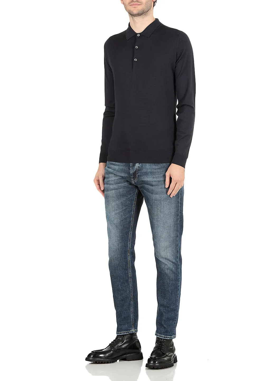 John Smedley Belper Buttoned Knitted Polo Shirt