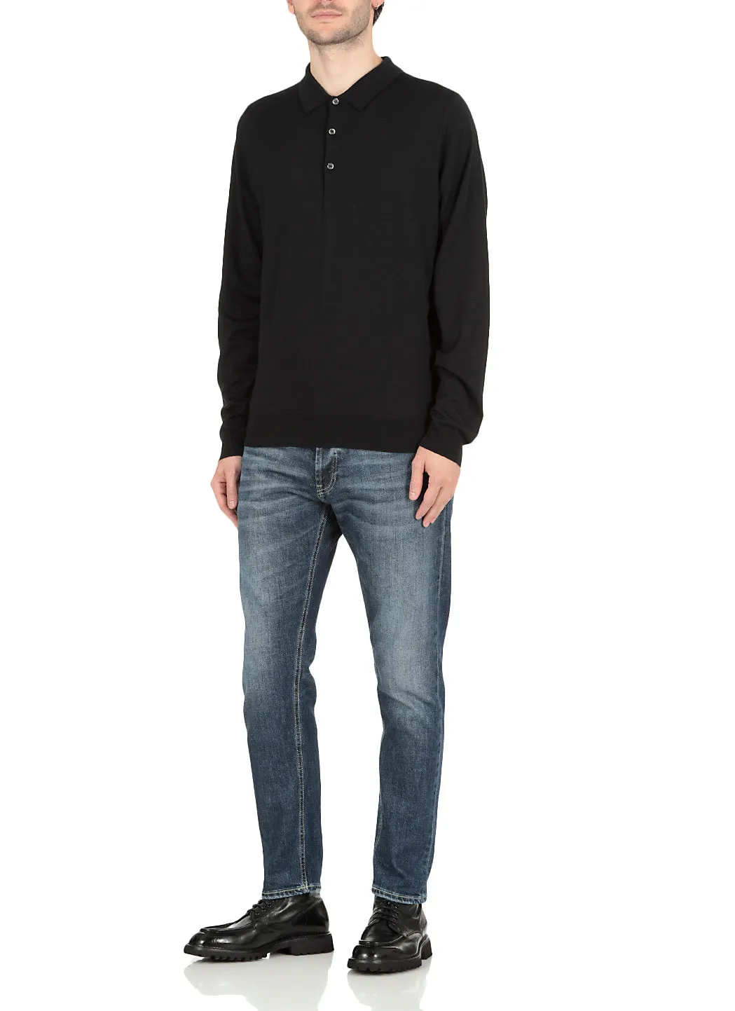 John Smedley Belper Buttoned Knitted Polo Shirt