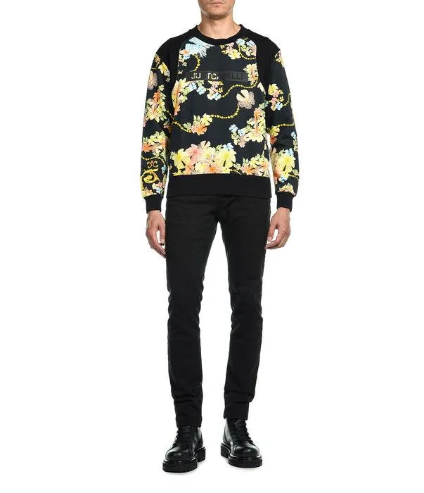 Just Cavalli Floral Print Crewneck Sweater