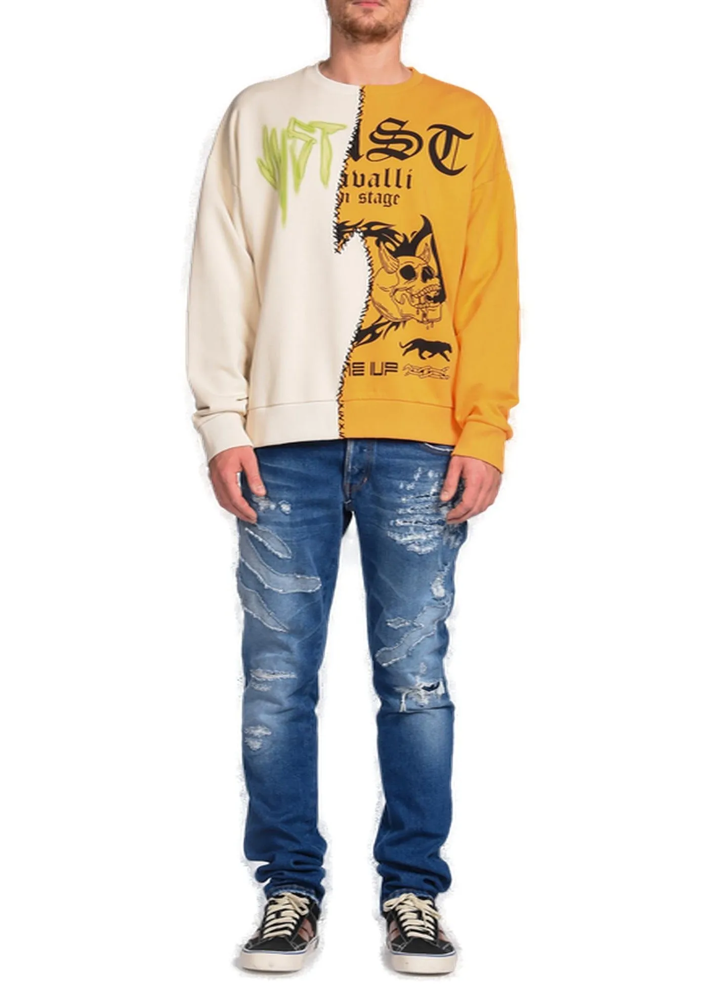 Just Cavalli Patchwork Graphic Print Sweater