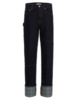 JW Anderson Logo Grid Turn Up Jeans