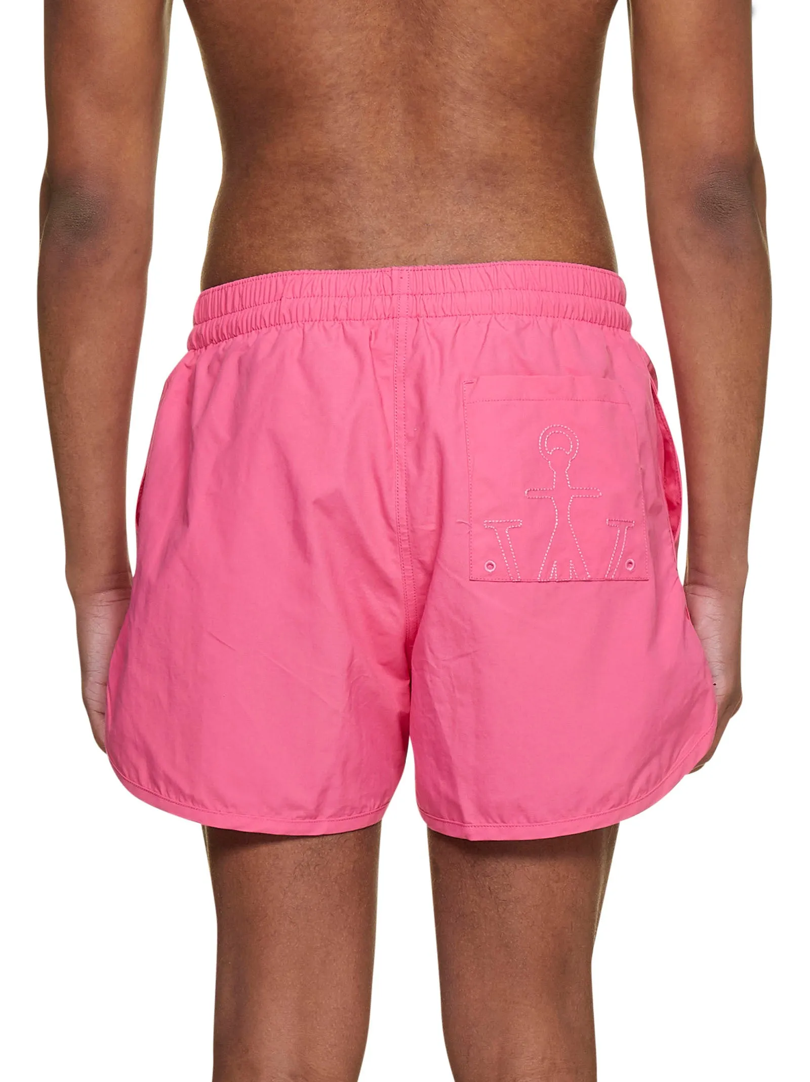 JW Anderson Logo Printed Curved Hem Swim Shorts