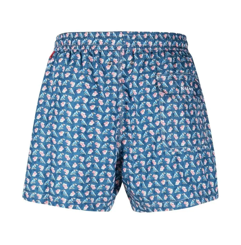 Kiton Logo Embroidered Drawstring Swim Shorts