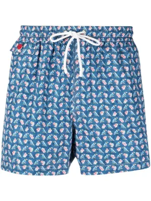 Kiton Logo Embroidered Drawstring Swim Shorts