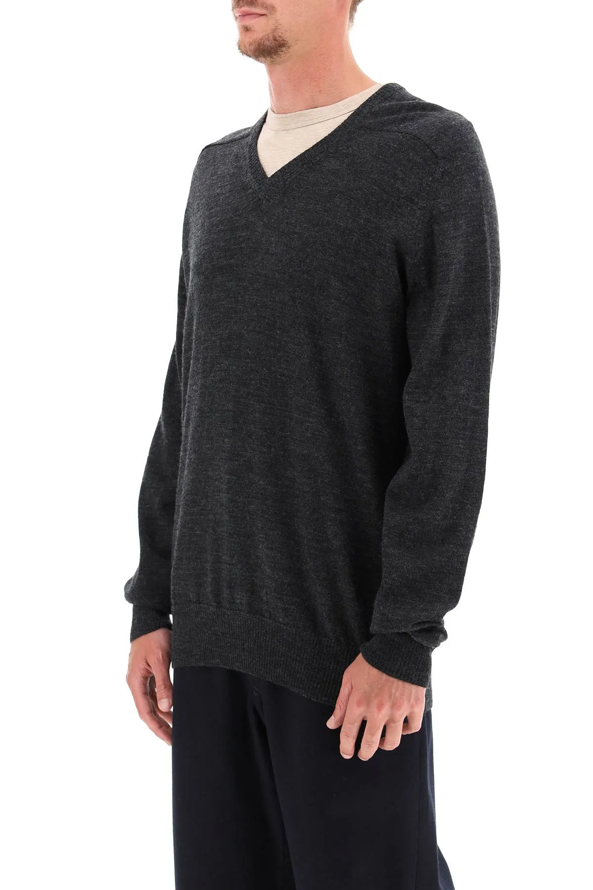 Maison Margiela Ribbed Hem Elbow Patch Sweater