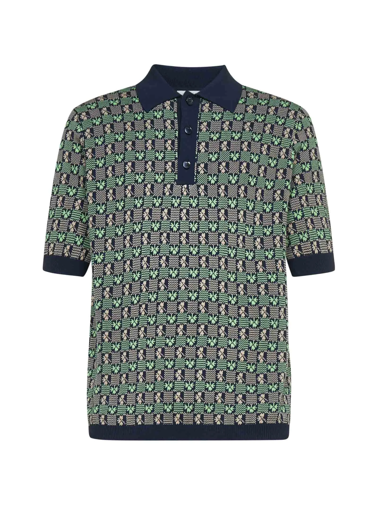 Malo Clover Intarsia Straight Hem Polo Shirt