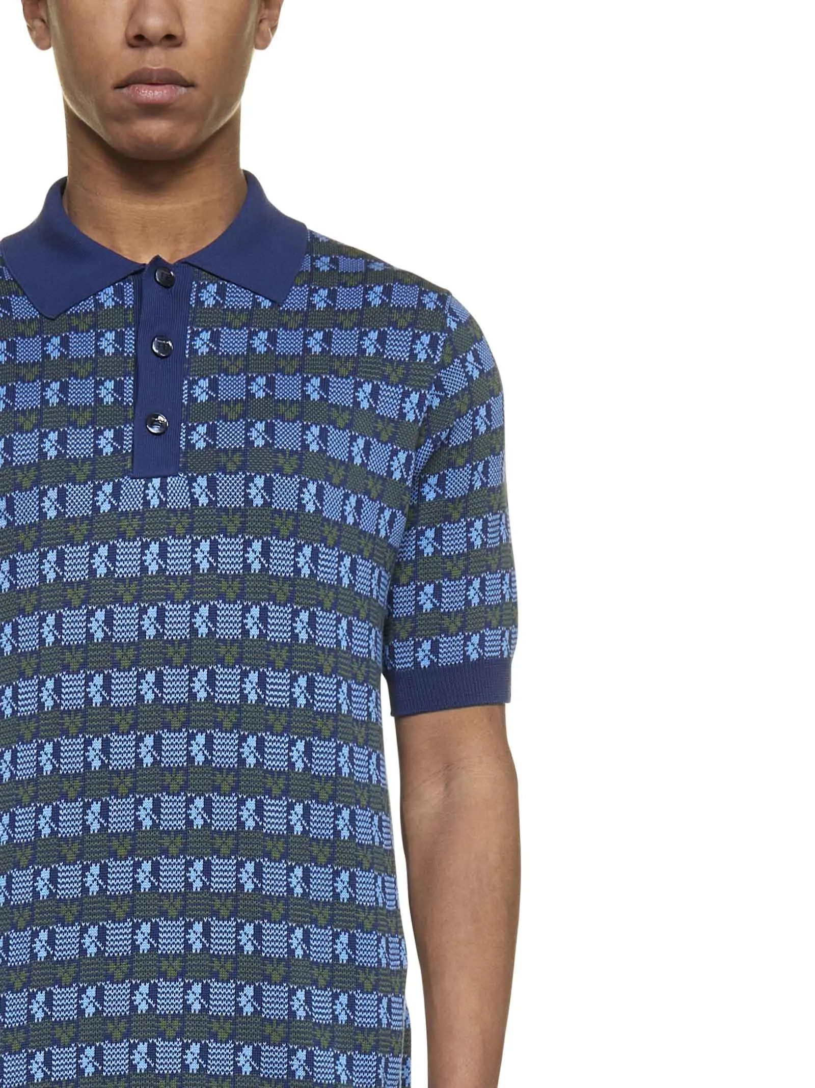Malo Clover Intarsia Straight Hem Polo Shirt