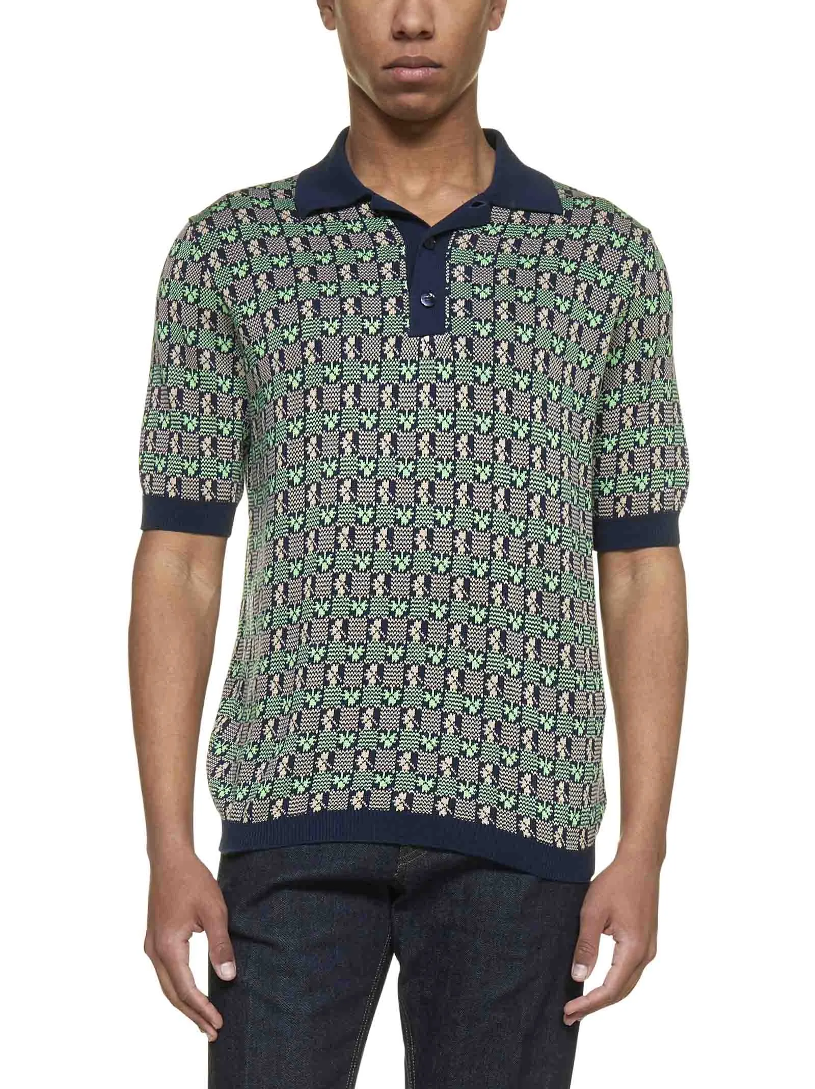 Malo Clover Intarsia Straight Hem Polo Shirt