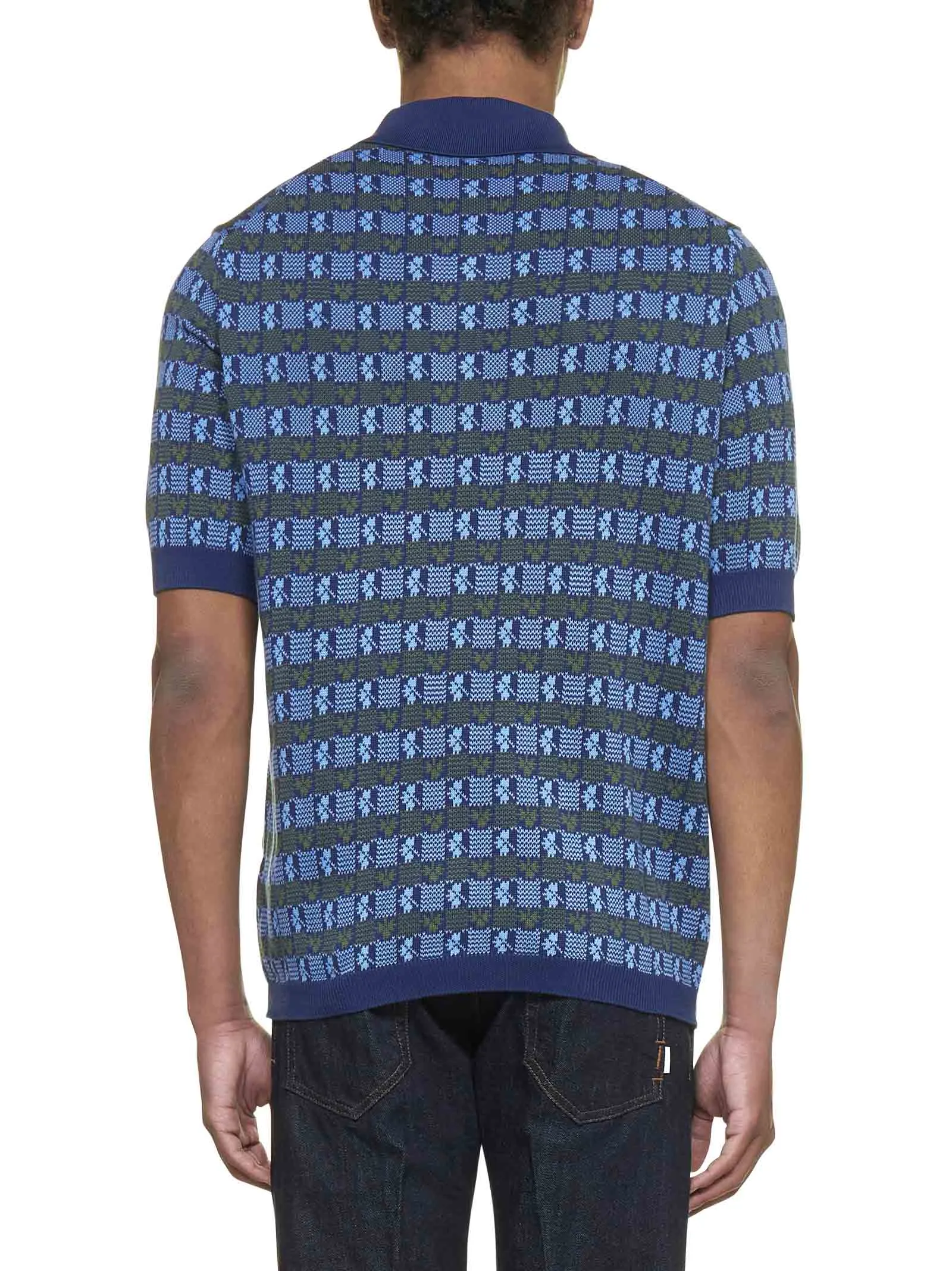 Malo Clover Intarsia Straight Hem Polo Shirt