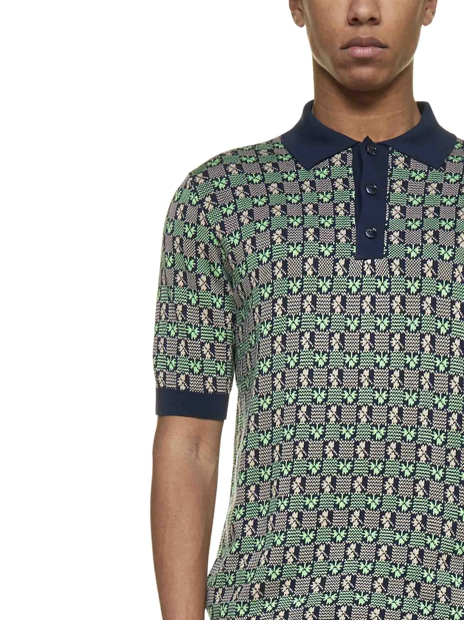 Malo Clover Intarsia Straight Hem Polo Shirt