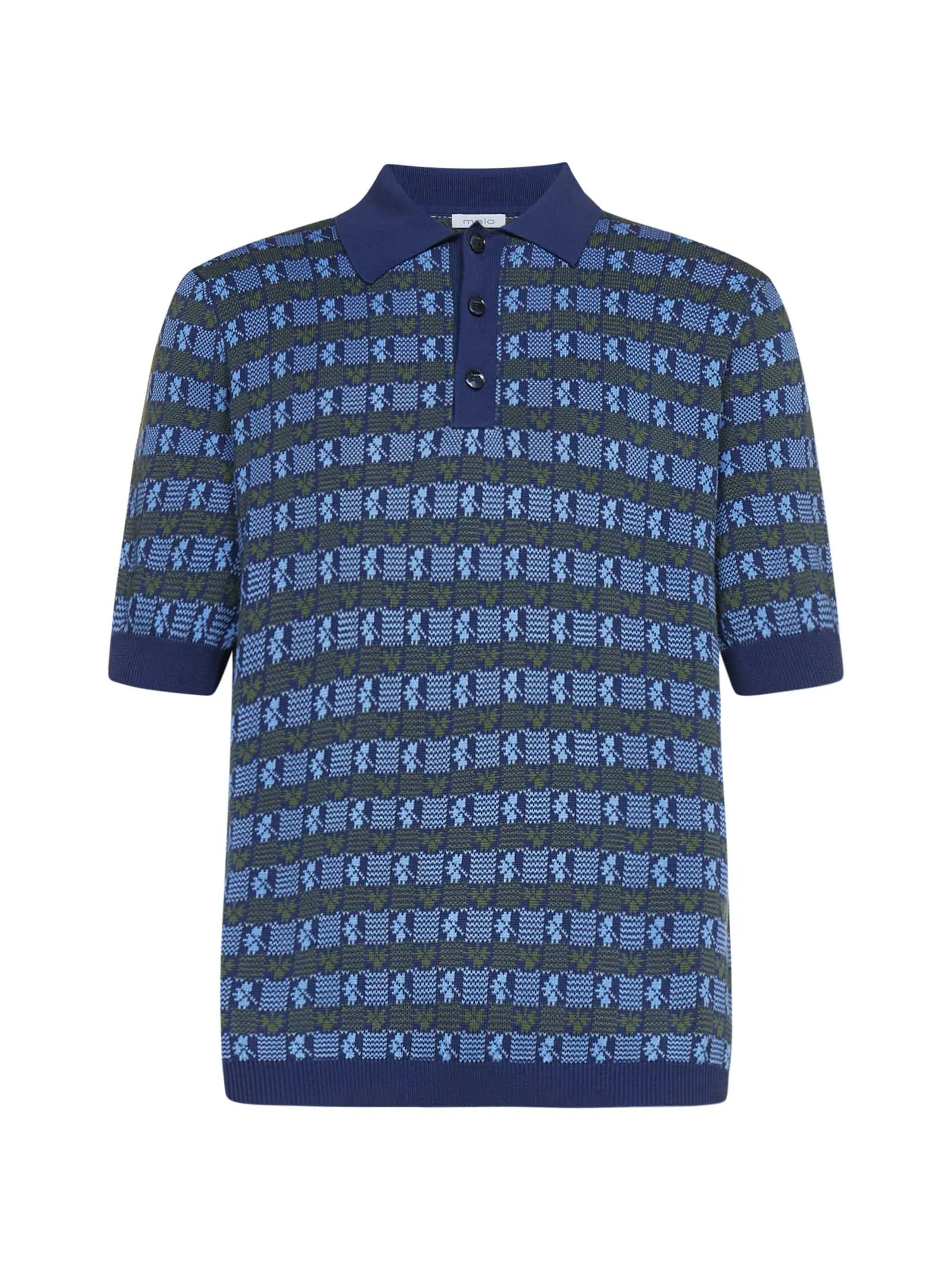 Malo Clover Intarsia Straight Hem Polo Shirt