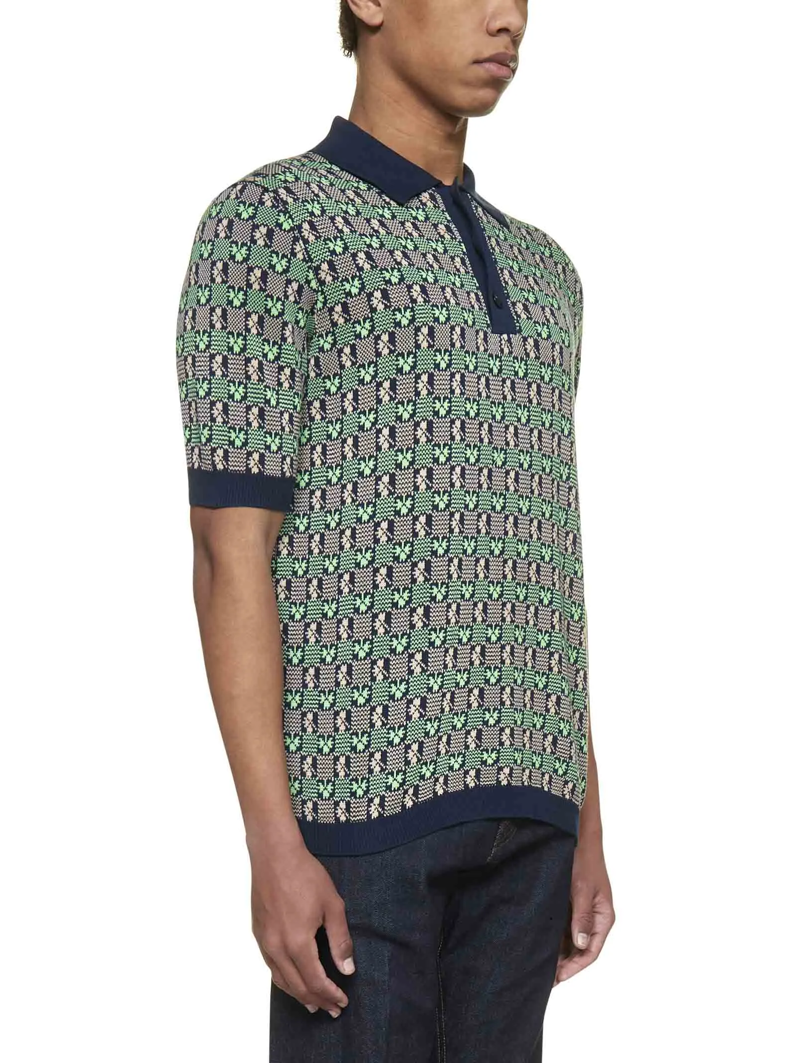 Malo Clover Intarsia Straight Hem Polo Shirt