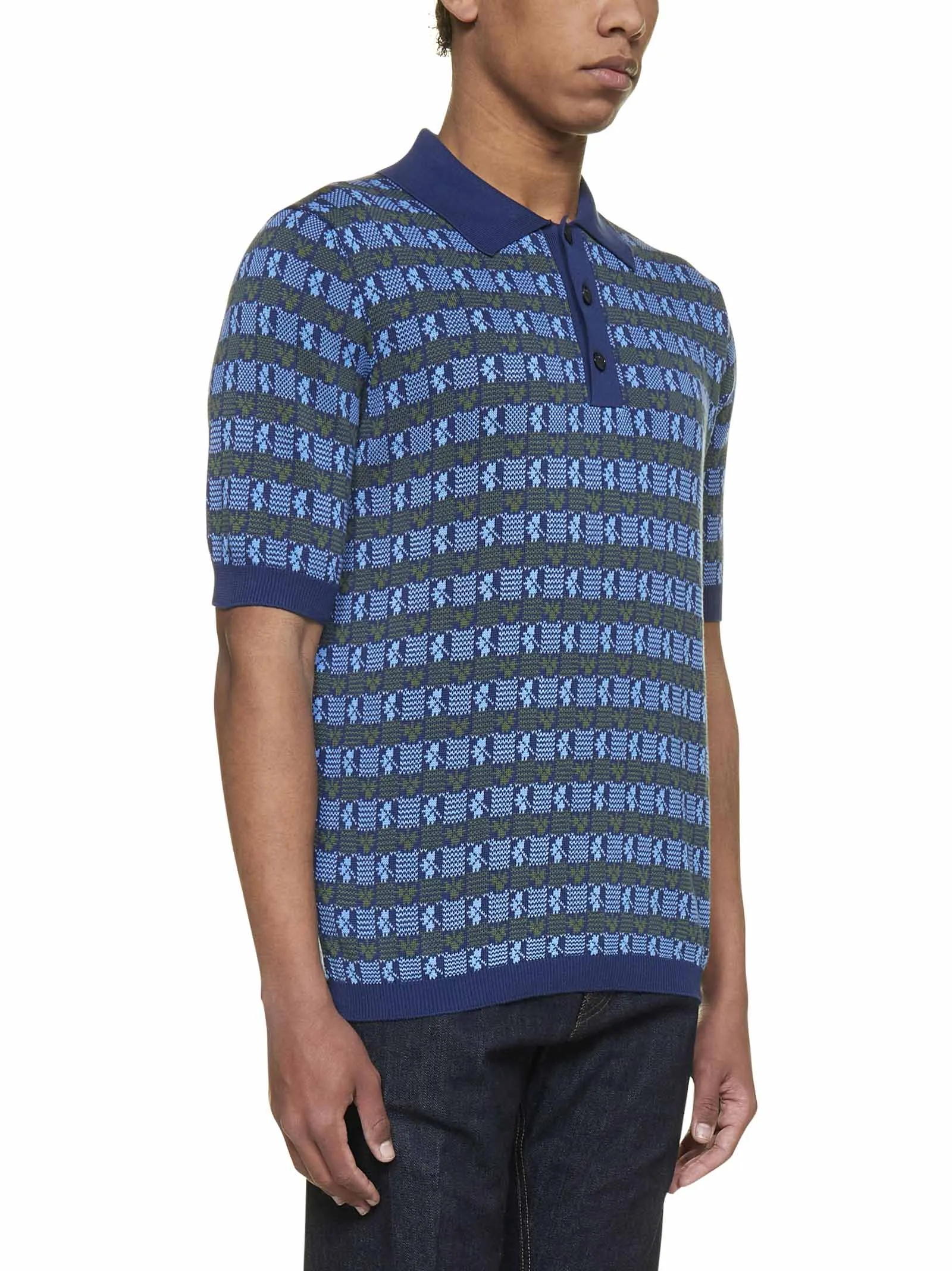 Malo Clover Intarsia Straight Hem Polo Shirt