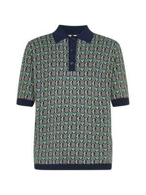 Malo Clover Intarsia Straight Hem Polo Shirt