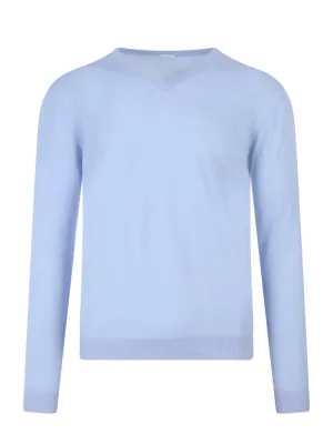 Malo V-Neck Ribbed Knit Long Sleeved Sweater