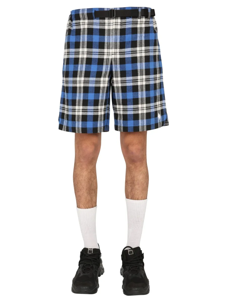 Marcelo Burlon County Of Milan Belted Checked Shorts
