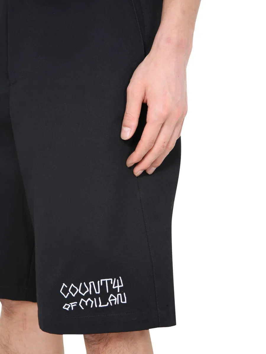 Marcelo Burlon County Of Milan Embroidered Logo Bermuda Shorts