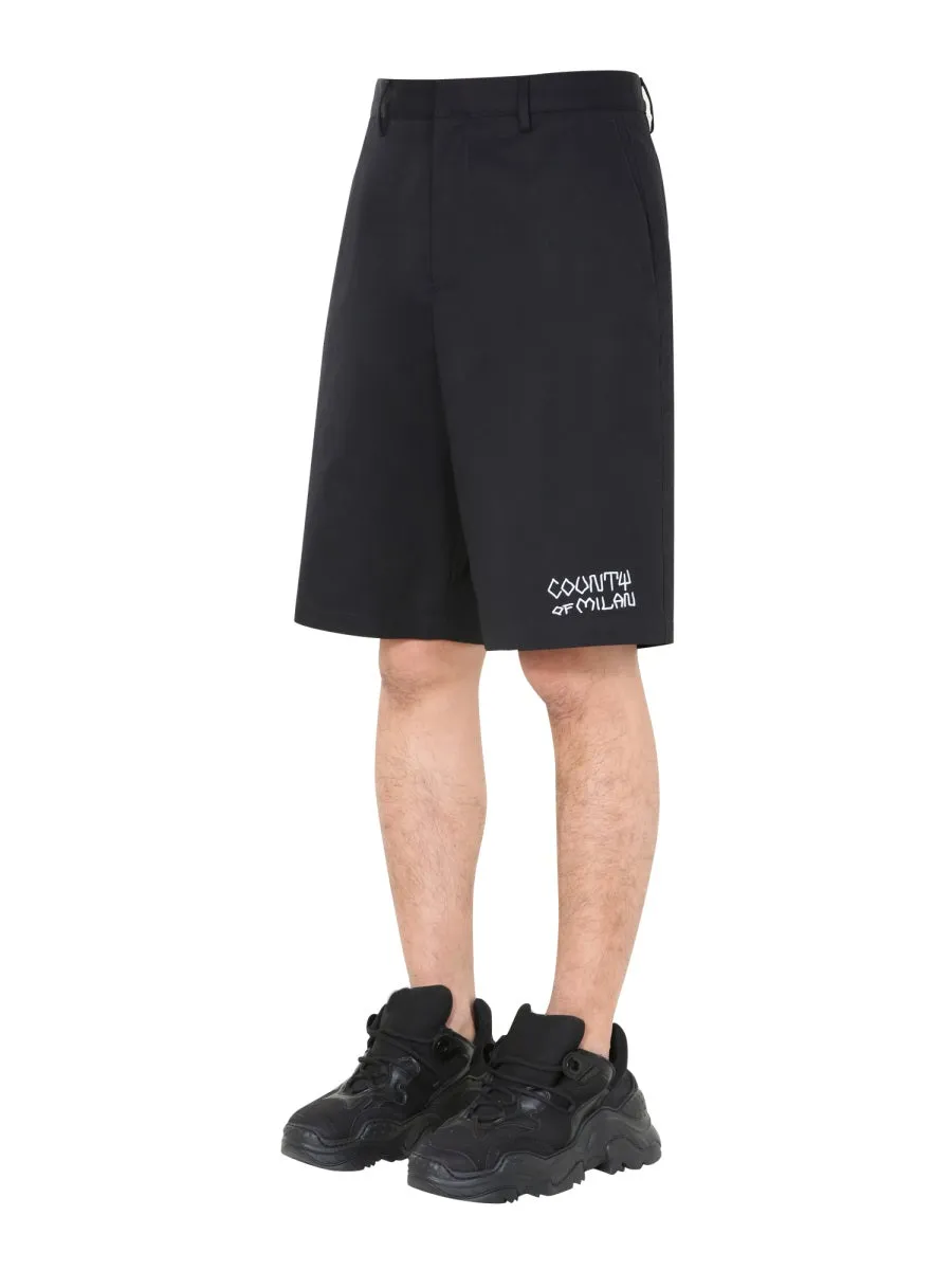 Marcelo Burlon County Of Milan Embroidered Logo Bermuda Shorts