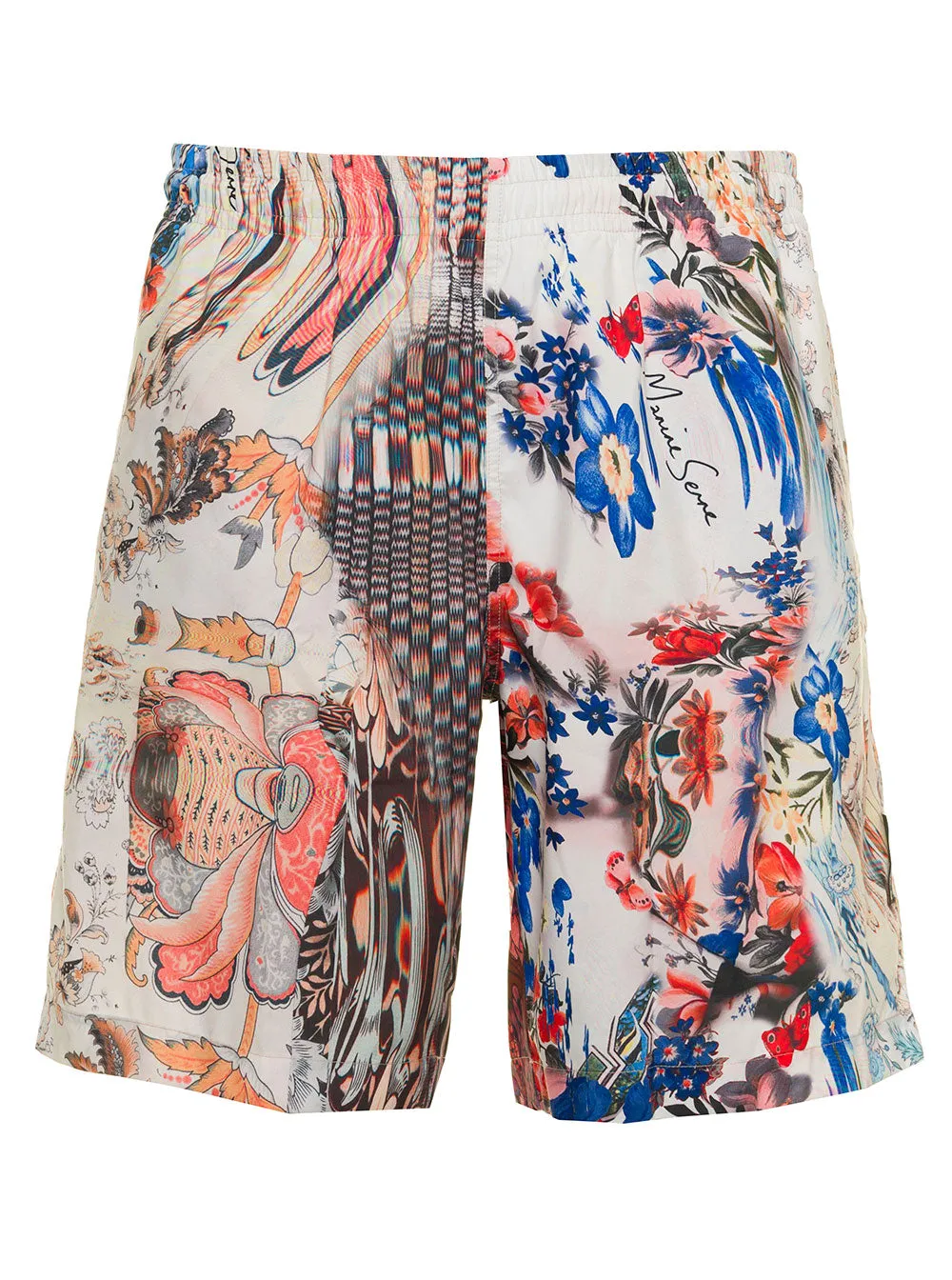 Marine Serre Motif Printed Elasticated Waist Swim Shorts