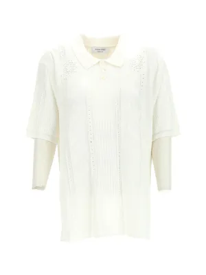 Marine Serre Perforated Short-Sleeved Polo Shirt