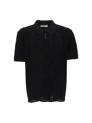 Marine Serre Perforated Short-Sleeved Polo Shirt