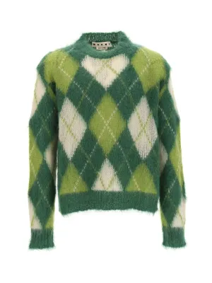 Marni Argyle Check Knitted Crewneck Jumper