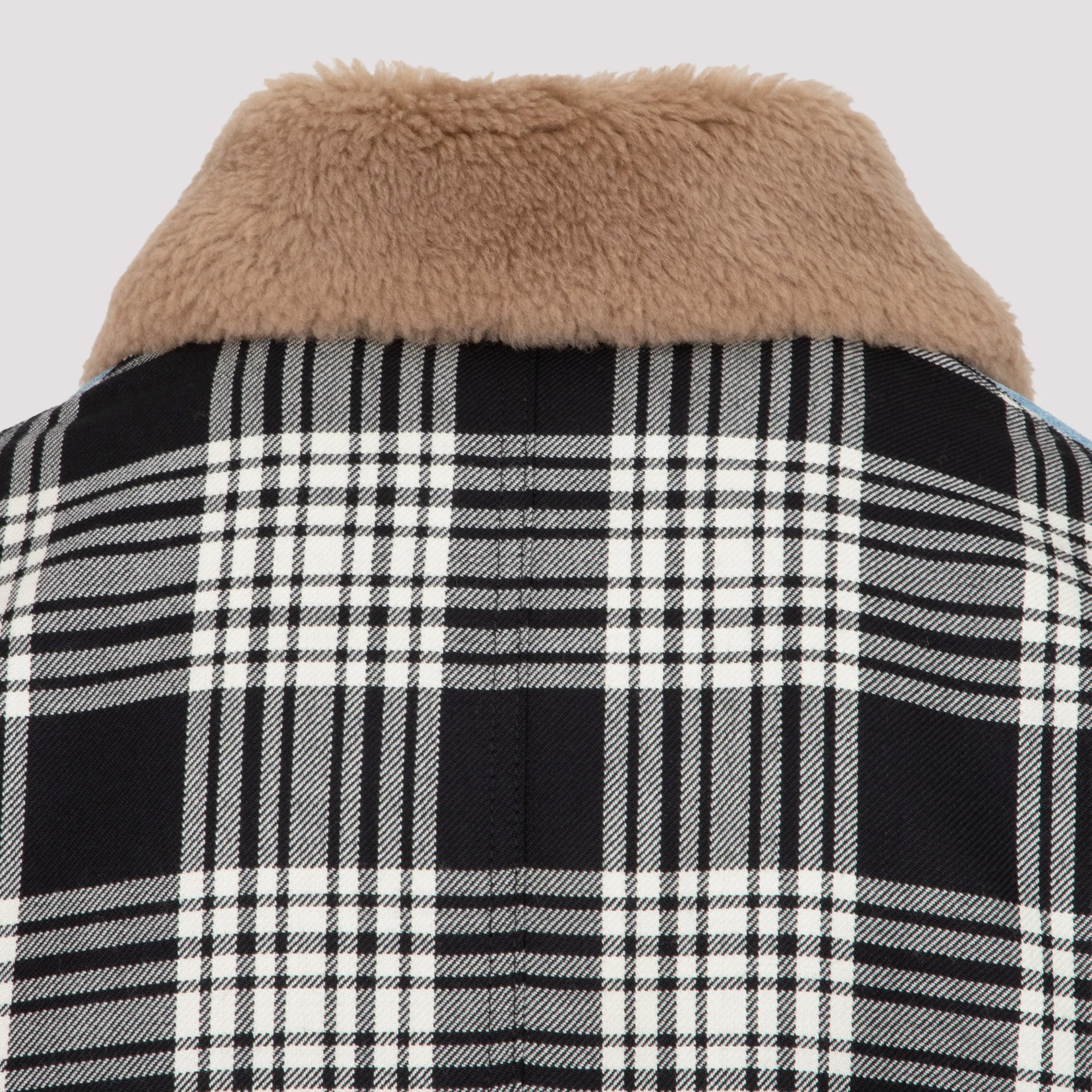 Marni Pocket Detailed Tartan-Panel Denim Jacket