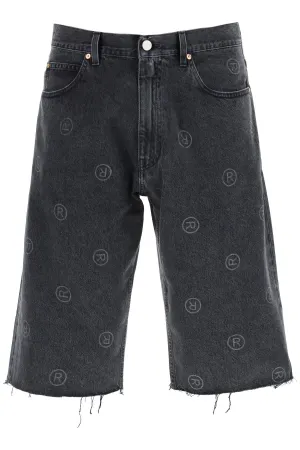 Martine Rose Allover Logo Printed Bermuda Denim Shorts
