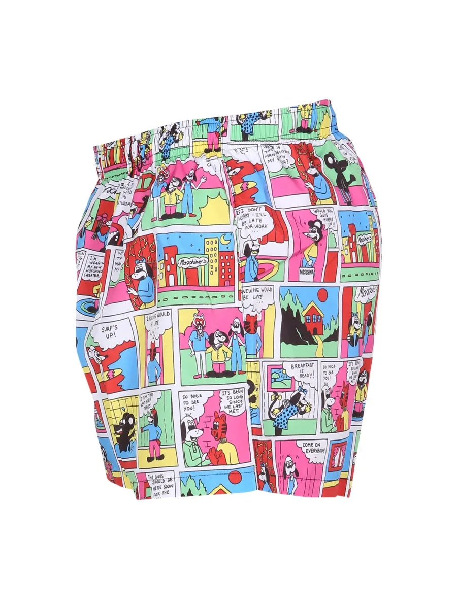 Moschino Allover Comics Printed Swim Shorts