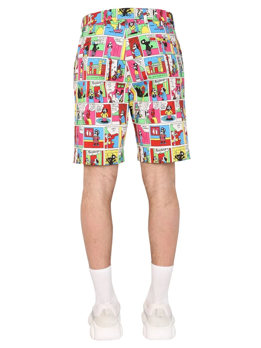 Moschino Comics Print Bermuda Shorts
