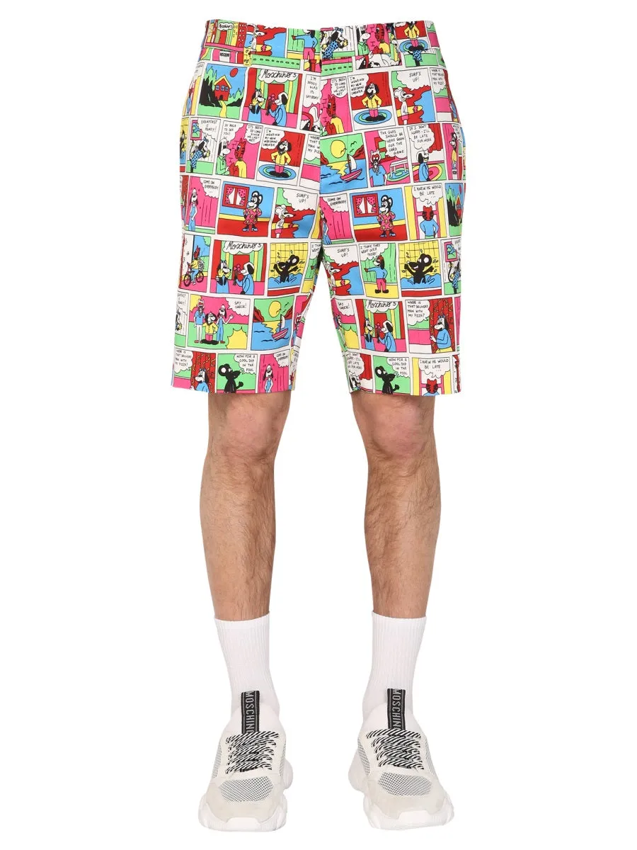 Moschino Comics Print Bermuda Shorts