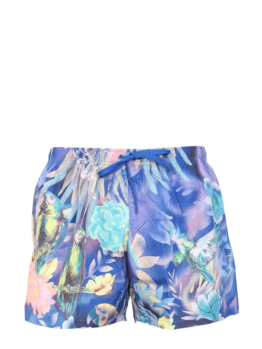 Moschino Printed Drawstring Swim Trunks