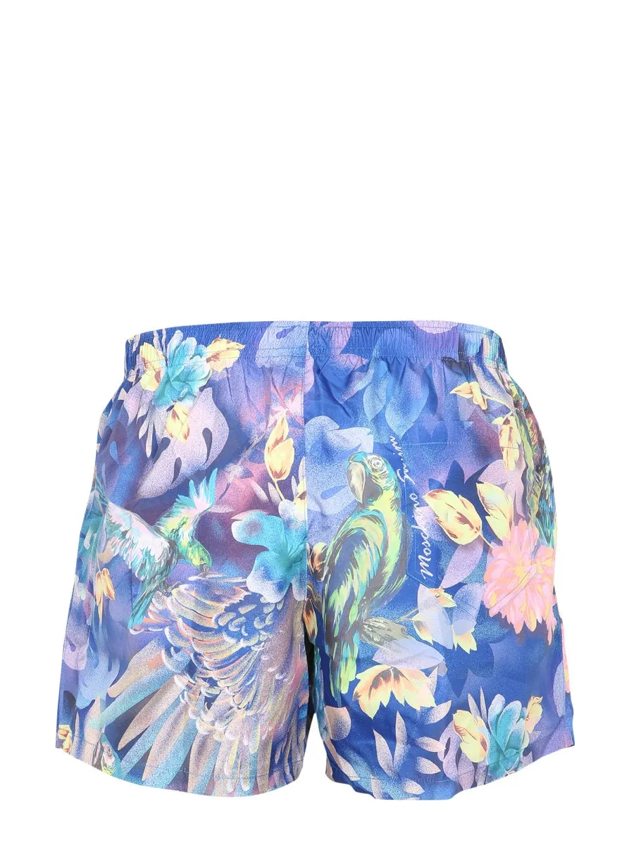 Moschino Printed Drawstring Swim Trunks